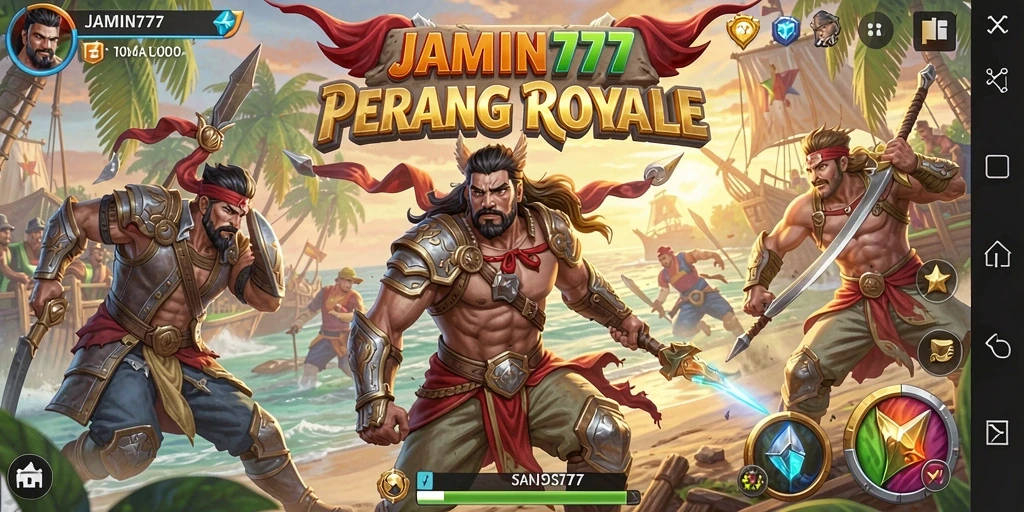 Tampilan gameplay mendebarkan dalam arena Battle Royale JAMIN777.