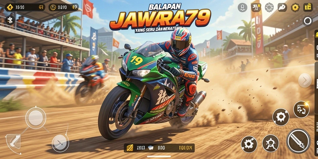 Tampilan gameplay JAWARA79 yang menegangkan dan penuh kecepatan.