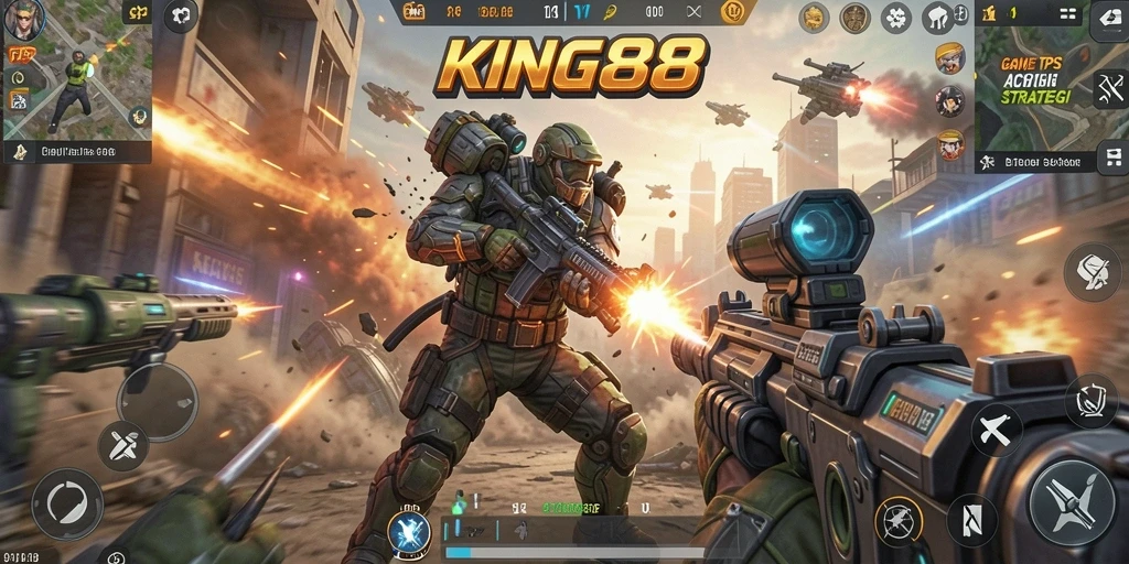 Tangkapan layar KING88 menampilkan aksi mendebarkan di medan perang TPS.