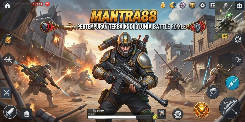 Tampilan gameplay seru dari MANTRA88 dalam pertempuran Battle Royale.