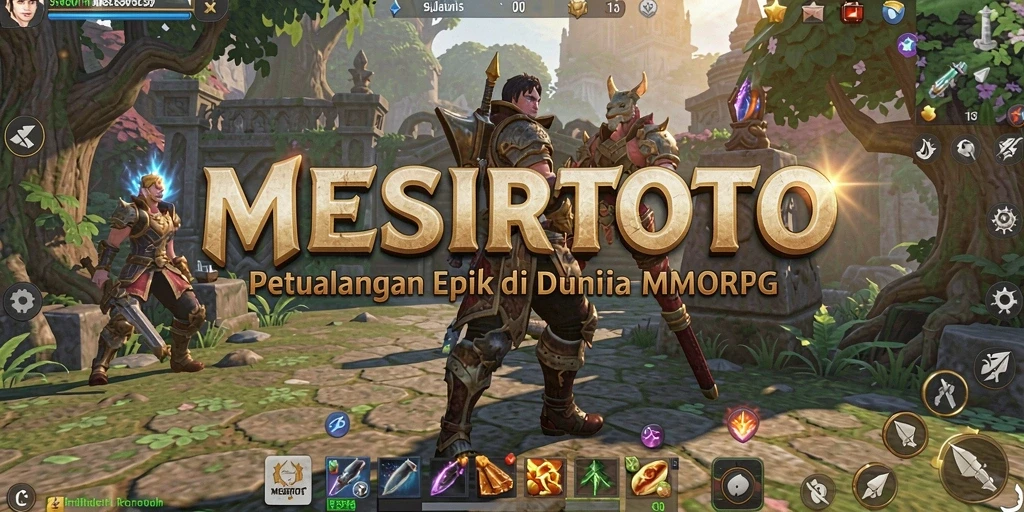 Tampilan gameplay MESIRTOTO menampilkan pertarungan epik dan eksplorasi dunia fantastis.