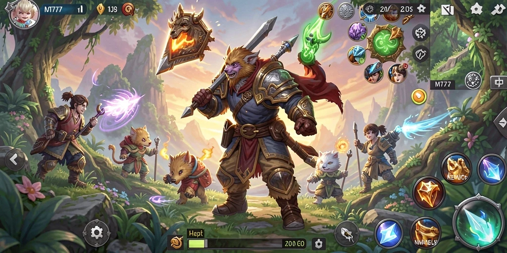 Screenshot gameplay MT777 menampilkan pertarungan menakjubkan di dunia RPG.