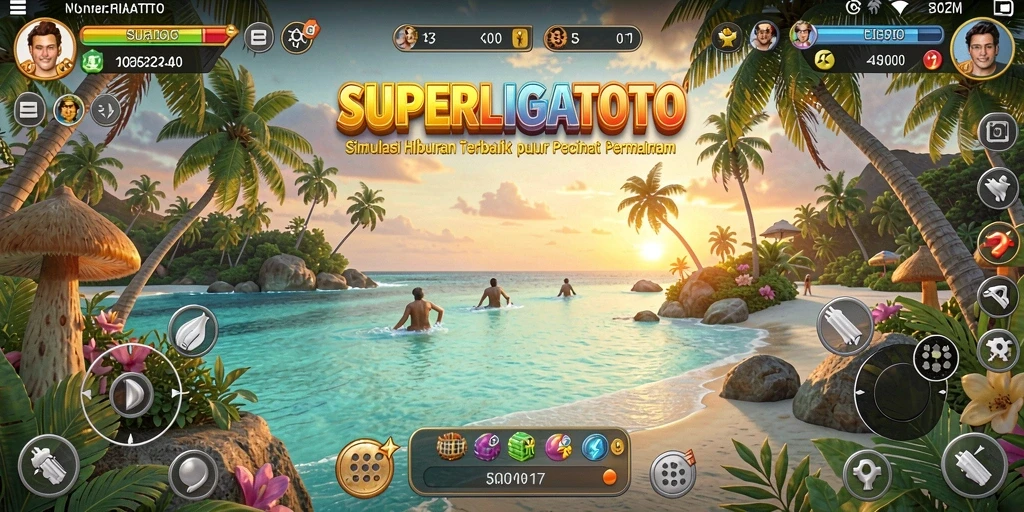 Screenshot gameplay SUPERLIGATOTO menampilkan pengaturan dan aksi yang mendebarkan dalam permainan.