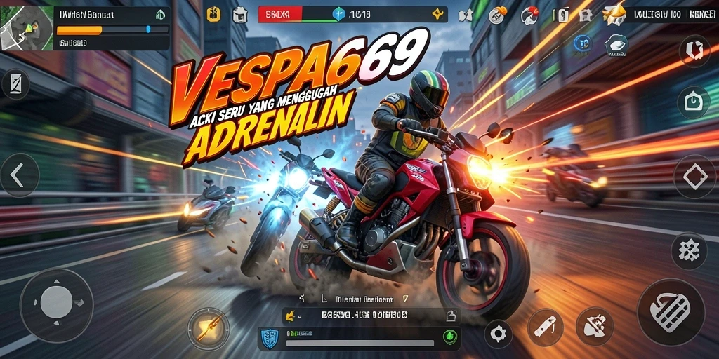 Tampilan seru dari gameplay VESPA69 yang penuh aksi.